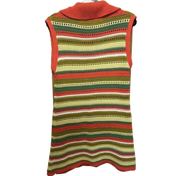 Zara Crochet Knit Dress Sleeveless Collared Colorful Stripes Mini Size Large - Picture 6 of 10